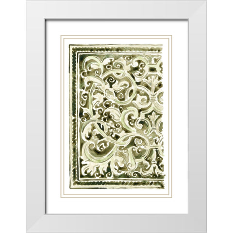 Sage Panel Motif I White Modern Wood Framed Art Print with Double Matting by Vess, June Erica
