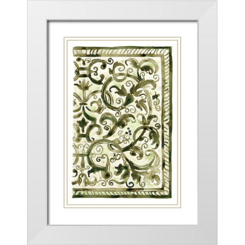 Sage Panel Motif II White Modern Wood Framed Art Print with Double Matting by Vess, June Erica