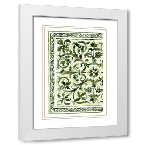 Sage Panel Motif III White Modern Wood Framed Art Print with Double Matting by Vess, June Erica