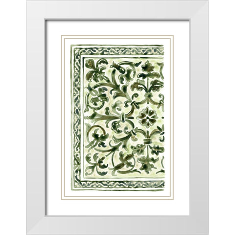 Sage Panel Motif III White Modern Wood Framed Art Print with Double Matting by Vess, June Erica