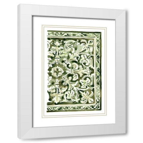 Sage Panel Motif IV White Modern Wood Framed Art Print with Double Matting by Vess, June Erica