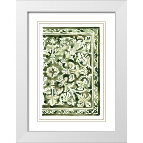 Sage Panel Motif IV White Modern Wood Framed Art Print with Double Matting by Vess, June Erica