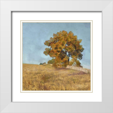 Autumns Tranquility I White Modern Wood Framed Art Print with Double Matting by Saunders, Alonzo