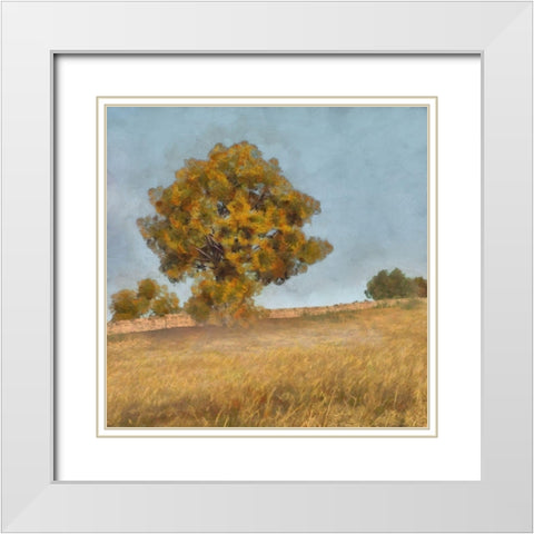 Autumns Tranquility II White Modern Wood Framed Art Print with Double Matting by Saunders, Alonzo
