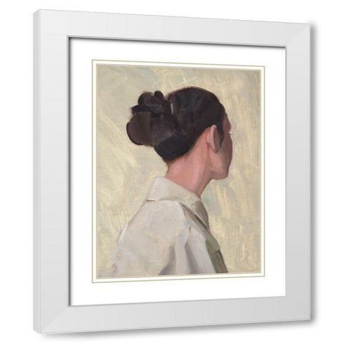 Female Portrait I White Modern Wood Framed Art Print with Double Matting by Green, Jacob