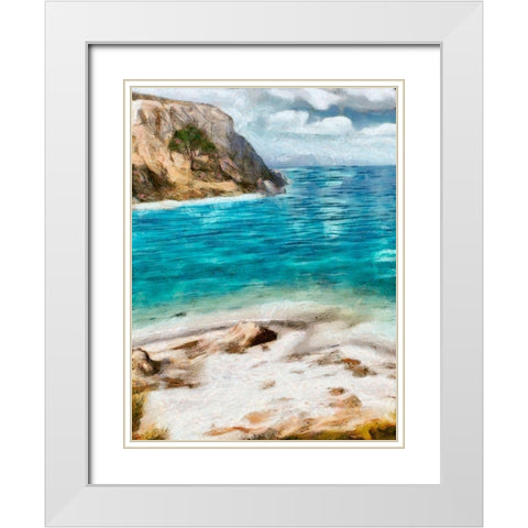 Seaside Views I White Modern Wood Framed Art Print with Double Matting by Saunders, Alonzo