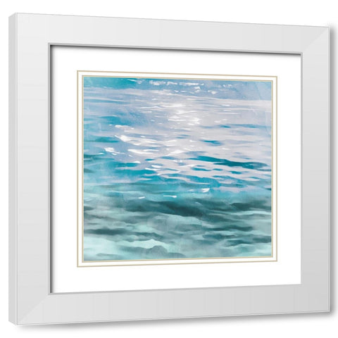 Shimmering Waters I White Modern Wood Framed Art Print with Double Matting by Saunders, Alonzo