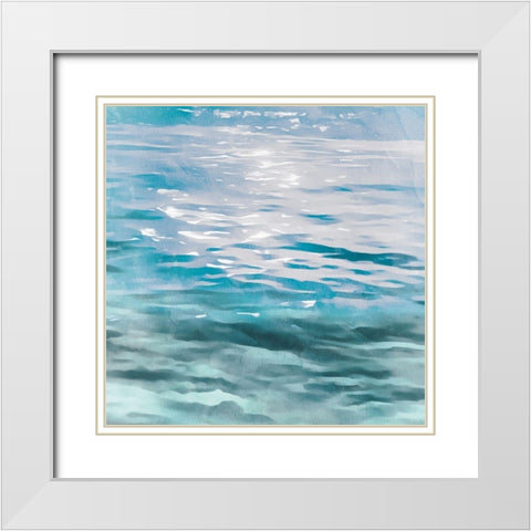 Shimmering Waters I White Modern Wood Framed Art Print with Double Matting by Saunders, Alonzo