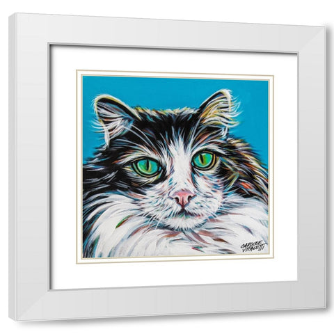 High Society Cat II White Modern Wood Framed Art Print with Double Matting by Vitaletti, Carolee