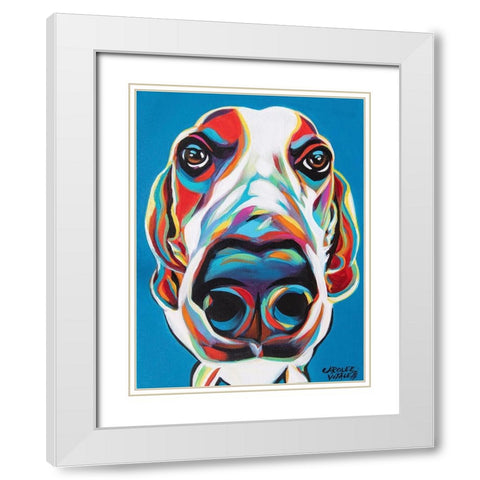 Nosey Dog I White Modern Wood Framed Art Print with Double Matting by Vitaletti, Carolee