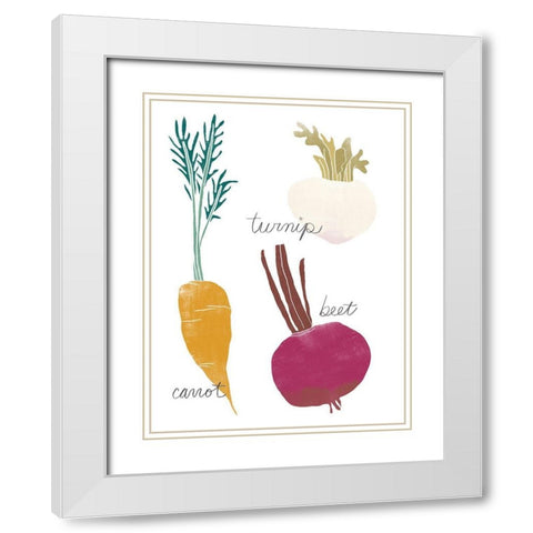 Simple Veggies I White Modern Wood Framed Art Print with Double Matting by Vess, June Erica