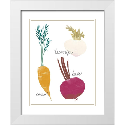 Simple Veggies I White Modern Wood Framed Art Print with Double Matting by Vess, June Erica
