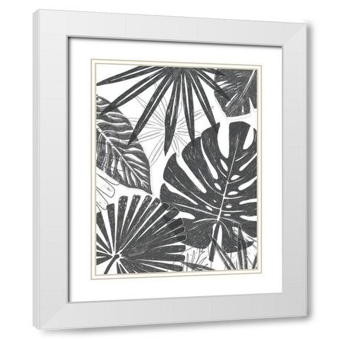 Palm Shadows II White Modern Wood Framed Art Print with Double Matting by Vess, June Erica