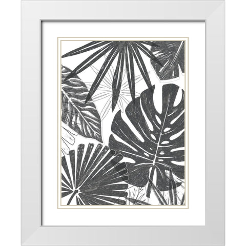 Palm Shadows II White Modern Wood Framed Art Print with Double Matting by Vess, June Erica
