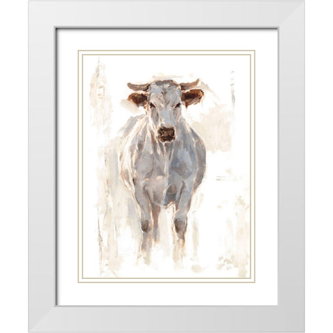 Sunlit Cows I White Modern Wood Framed Art Print with Double Matting by Harper, Ethan