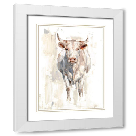 Sunlit Cows II White Modern Wood Framed Art Print with Double Matting by Harper, Ethan