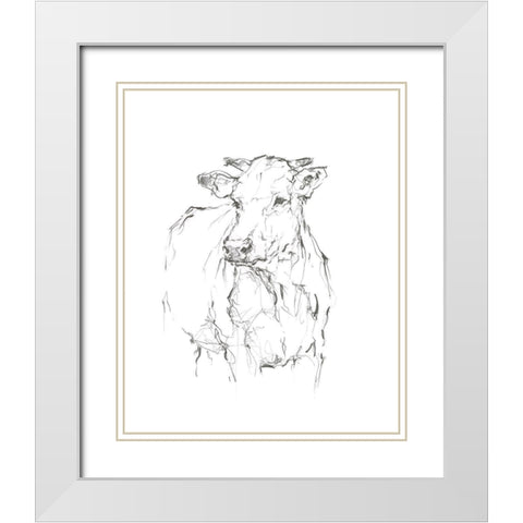 Bovine Quick Study II White Modern Wood Framed Art Print with Double Matting by Harper, Ethan