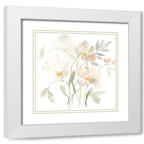 Whispering Petals I White Modern Wood Framed Art Print with Double Matting by Goldberger, Jennifer