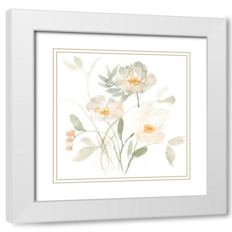 Whispering Petals II White Modern Wood Framed Art Print with Double Matting by Goldberger, Jennifer