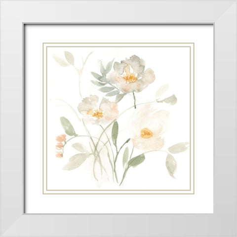 Whispering Petals II White Modern Wood Framed Art Print with Double Matting by Goldberger, Jennifer