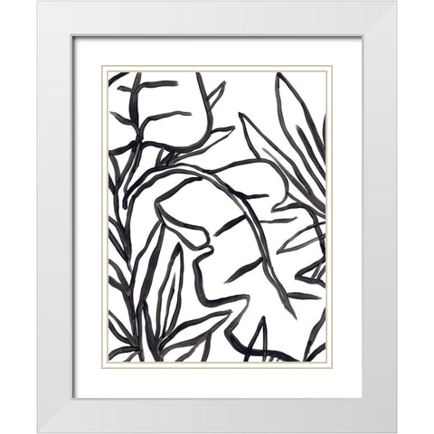 Naive Foliage I White Modern Wood Framed Art Print with Double Matting by Vess, June Erica