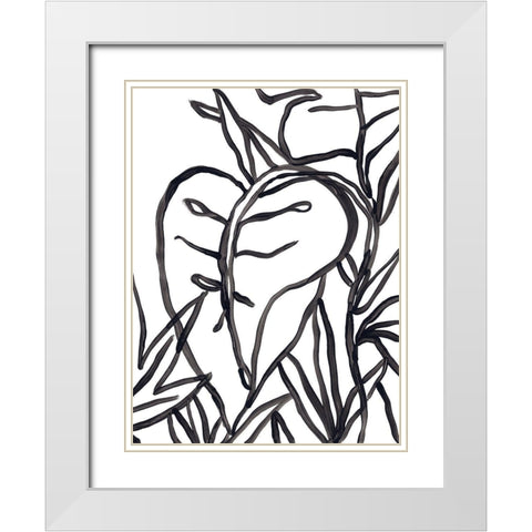 Naive Foliage II White Modern Wood Framed Art Print with Double Matting by Vess, June Erica
