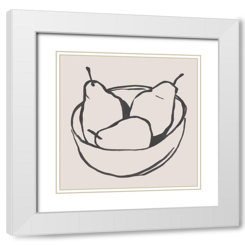 Simple Pear I White Modern Wood Framed Art Print with Double Matting by Warren, Annie