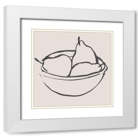 Simple Pear II White Modern Wood Framed Art Print with Double Matting by Warren, Annie