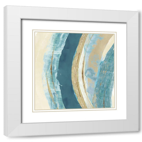 Making Blue Waves II White Modern Wood Framed Art Print with Double Matting by Kouta, Flora