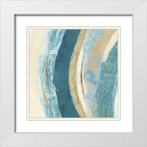 Making Blue Waves II White Modern Wood Framed Art Print with Double Matting by Kouta, Flora
