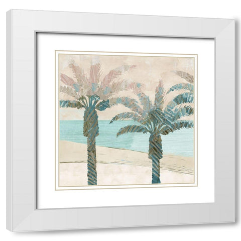 Retro Palms I White Modern Wood Framed Art Print with Double Matting by Kouta, Flora