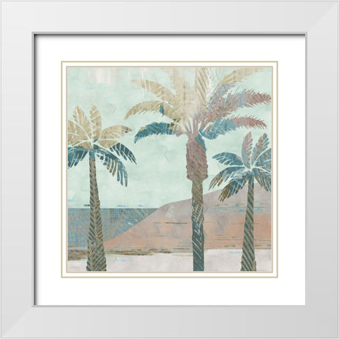 Retro Palms III White Modern Wood Framed Art Print with Double Matting by Kouta, Flora