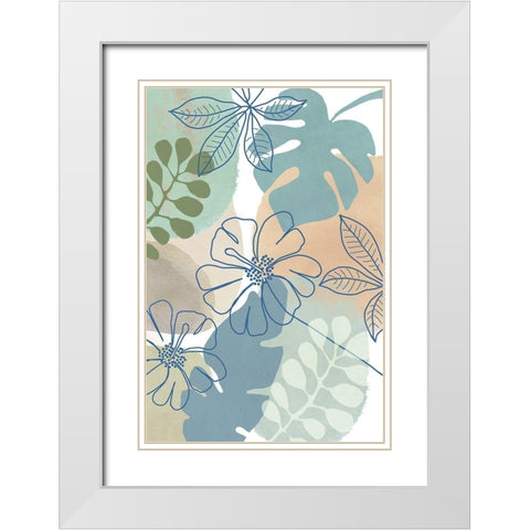 Tropical Flower Power II White Modern Wood Framed Art Print with Double Matting by Kouta, Flora