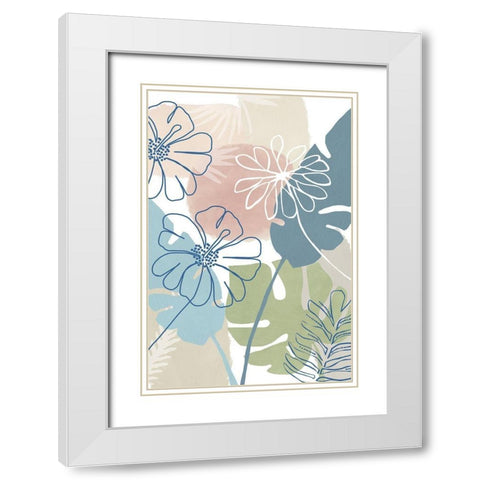 Tropical Flower Power III White Modern Wood Framed Art Print with Double Matting by Kouta, Flora