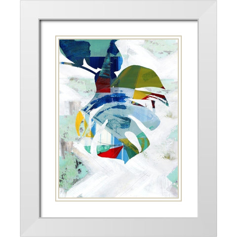 Monstera II White Modern Wood Framed Art Print with Double Matting by Cartissi