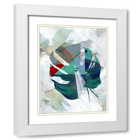 Monstera V White Modern Wood Framed Art Print with Double Matting by Cartissi