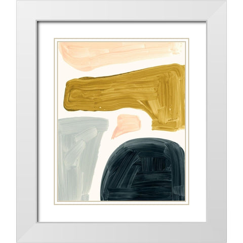 Brushy Shapes II White Modern Wood Framed Art Print with Double Matting by Barnes, Victoria