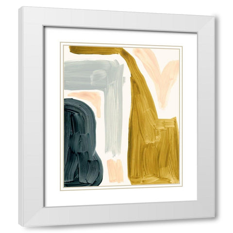 Brushy Shapes IV White Modern Wood Framed Art Print with Double Matting by Barnes, Victoria