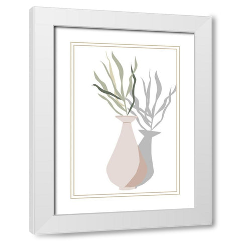 Vase and Stem I White Modern Wood Framed Art Print with Double Matting by Wang, Melissa