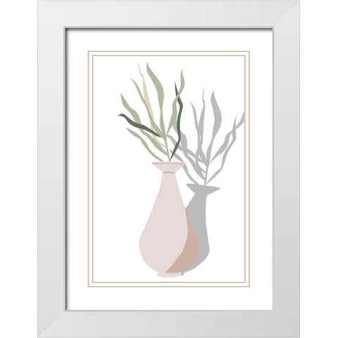 Vase and Stem I White Modern Wood Framed Art Print with Double Matting by Wang, Melissa