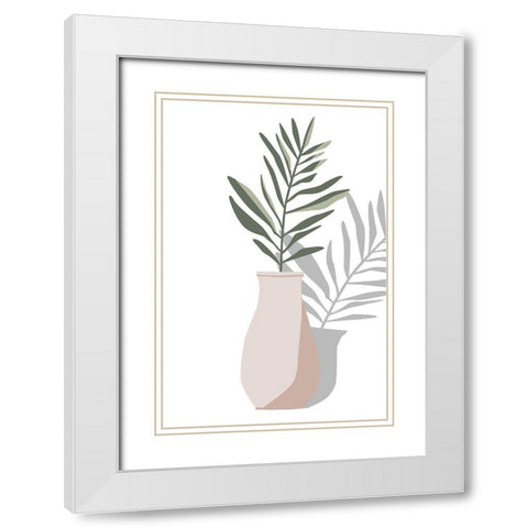 Vase and Stem II White Modern Wood Framed Art Print with Double Matting by Wang, Melissa