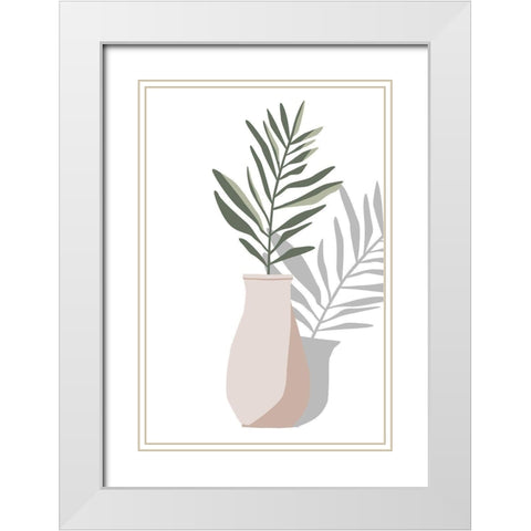 Vase and Stem II White Modern Wood Framed Art Print with Double Matting by Wang, Melissa