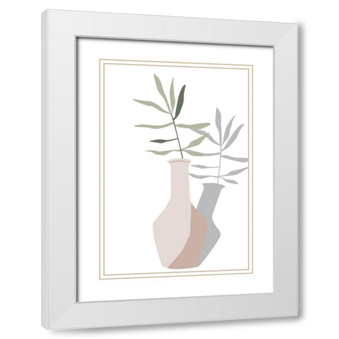 Vase and Stem III White Modern Wood Framed Art Print with Double Matting by Wang, Melissa