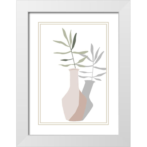 Vase and Stem III White Modern Wood Framed Art Print with Double Matting by Wang, Melissa