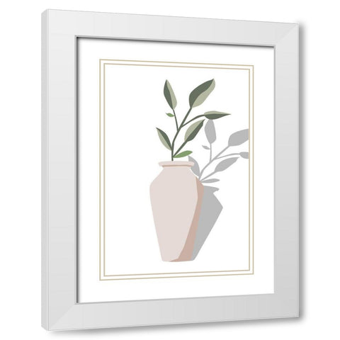 Vase and Stem IV White Modern Wood Framed Art Print with Double Matting by Wang, Melissa