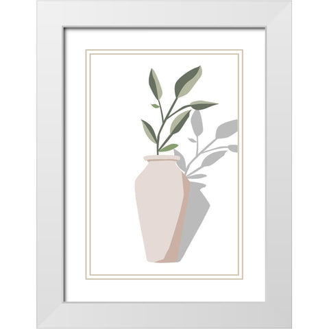 Vase and Stem IV White Modern Wood Framed Art Print with Double Matting by Wang, Melissa