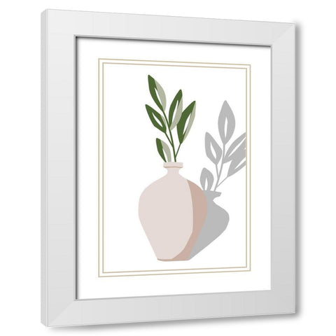 Vase and Stem V White Modern Wood Framed Art Print with Double Matting by Wang, Melissa