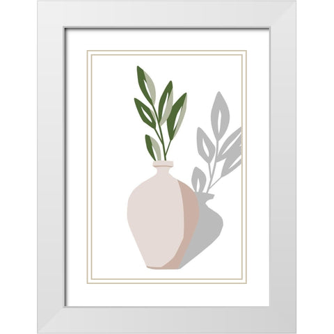 Vase and Stem V White Modern Wood Framed Art Print with Double Matting by Wang, Melissa