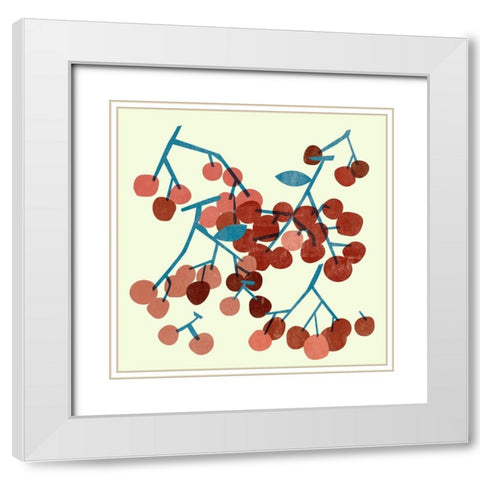 Sweet Cherries I White Modern Wood Framed Art Print with Double Matting by Wang, Melissa