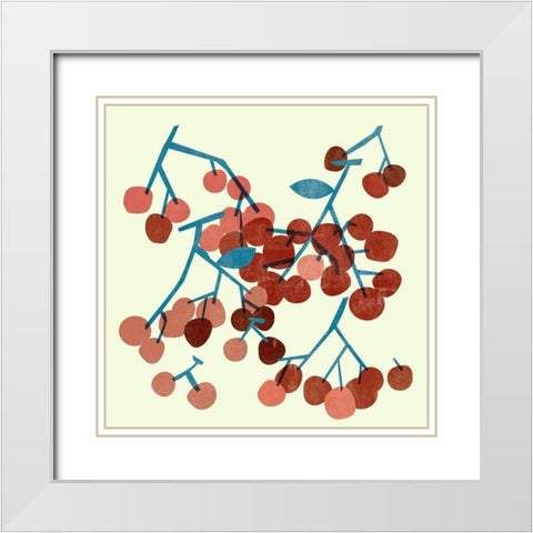 Sweet Cherries I White Modern Wood Framed Art Print with Double Matting by Wang, Melissa